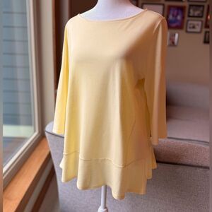 Purejill Butter Yellow Size Small Flattering Peplum Style T-shirt Women's Top.